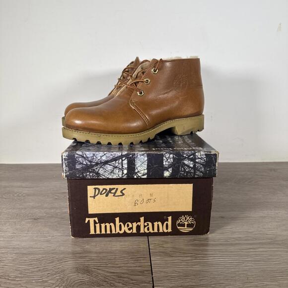 Vintage Made In USA Tan Natural Wool Lined Men’s Size 8 M Timberland Mid Boots - Picture 1 of 9